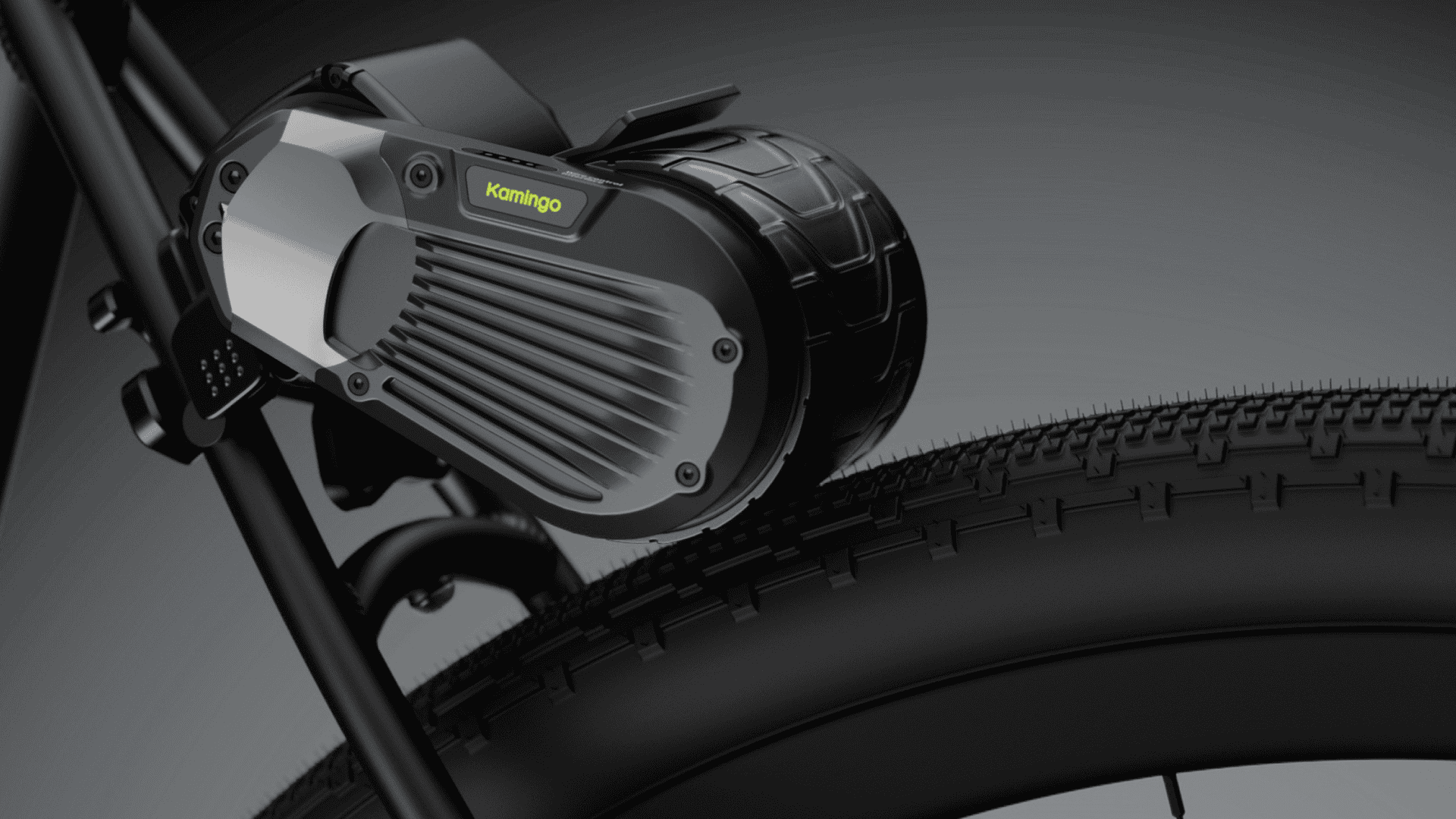 Detalhe do motor Kamingo integrado ao quadro